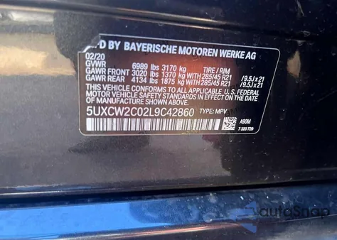 2020 BMW X7 xDrive40I из США, поврежденный, VIN 5UXCW2C02L9C42860